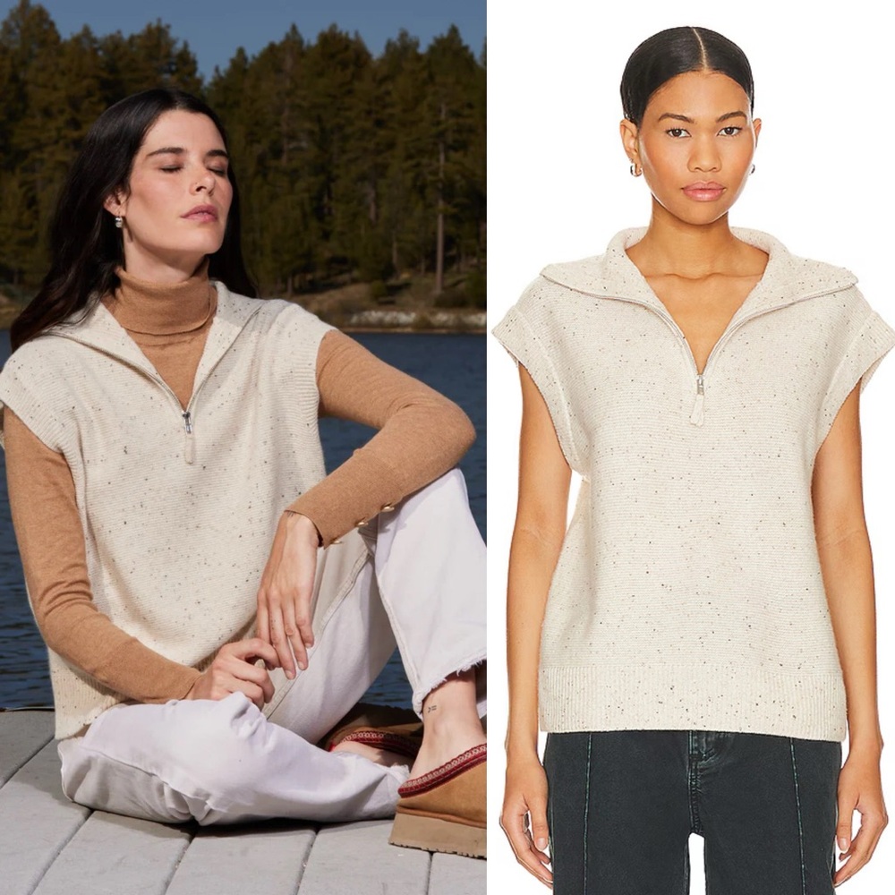 NWT 27 Miles Malibu Cashmere Zelia Sweater in Pebble Cream Revolve